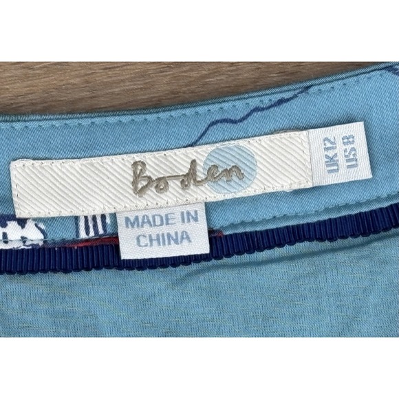 Boden Josephine Midi Dress Size 8 Blue Coastal Print Sleeveless V Neck A Line - Picture 8 of 9